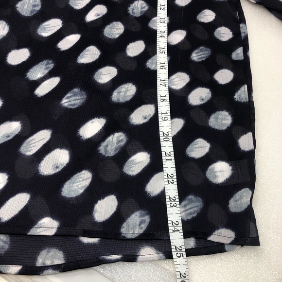 04 Navy Polka Dot Blouse Size 4-6 Tie Neck Sheer - Picture 5 of 10